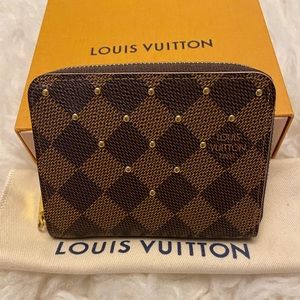 Louis Vuitton Zippy Coin Purse Damier Ebene with Metal studs N60250